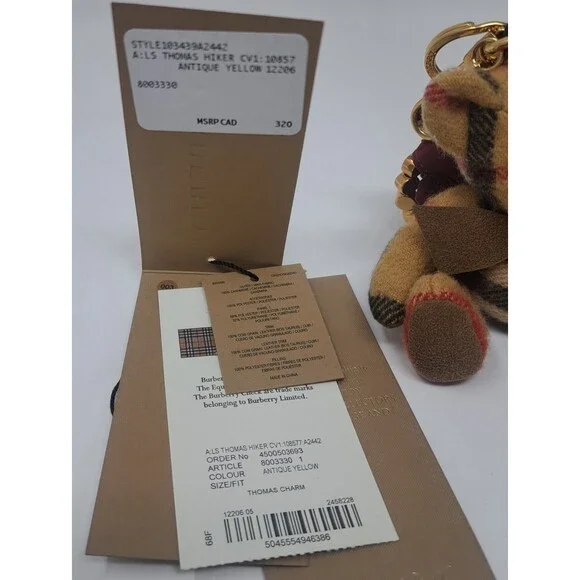 Burberry Bag Charm Thomas the Bear Bag Charm Key Chain Backpack Nova Check - Picture 3 of 12